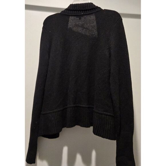 Talbots Lambswool Black Open Front Knit Cardigan Sweater Long Sleeve‎ Classic LG - Picture 2 of 4